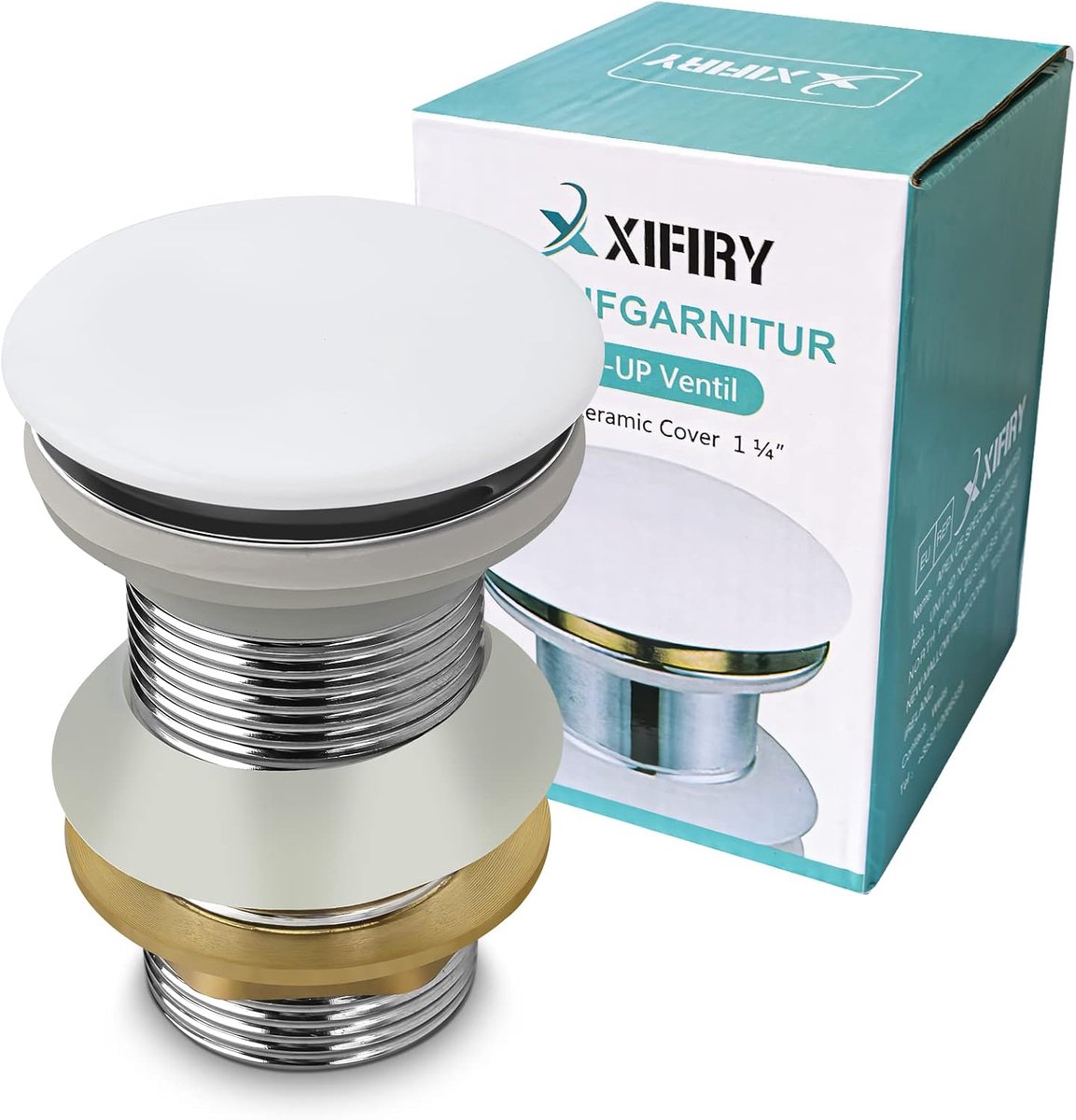 Chrome Undemolished Pop-Up Basin Ceramic Drain Plug without overflow (White) - ShopVlot
