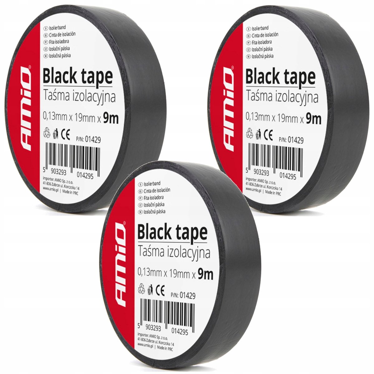 3x Zwarte PVC Isolatietape 19mm x 9m - Sterk & Waterdicht
