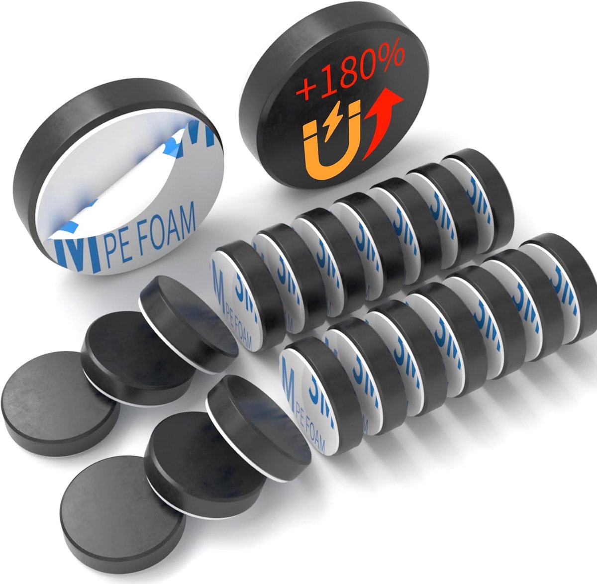 BKSAI Strong Magnets, Fridge Magnets, Self-Adhesive, 21.5 x 5 mm, Flat Magnet, Self-Adhesive, Magnets, Pack of 10 - ShopVlot