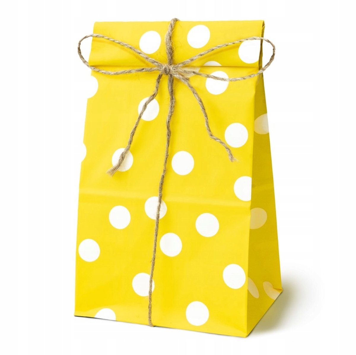 Merkloze Gele Papieren Cadeautassen met Stippen - 10 stuks