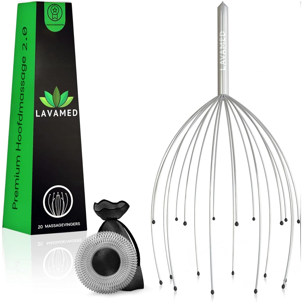 LAVAMED® Hoofdmassagespin, premium hoofdmassageapparaat, massagespin voor hoofd, hoofdmassagespin, hoofdkrultang met - ShopVlot