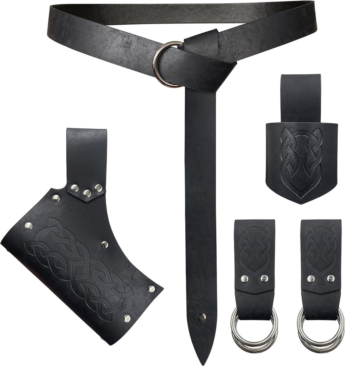 HiiFeuer 5Pcs Medieval Belt Costume Accessories Renaissance Skirt Hike Viking Horn Belt Holster Dagger Holster Sword - ShopVlot