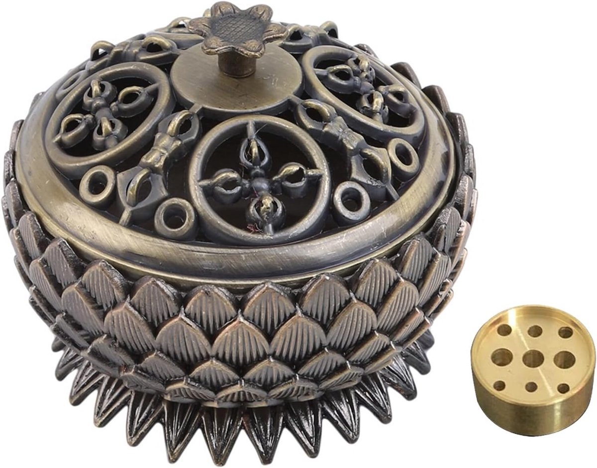 Lotus Flower Incense Cone Burner - Holder for Sticks & Cones, Home Office Teahouse Decoration, 7 x 6cm - ShopVlot