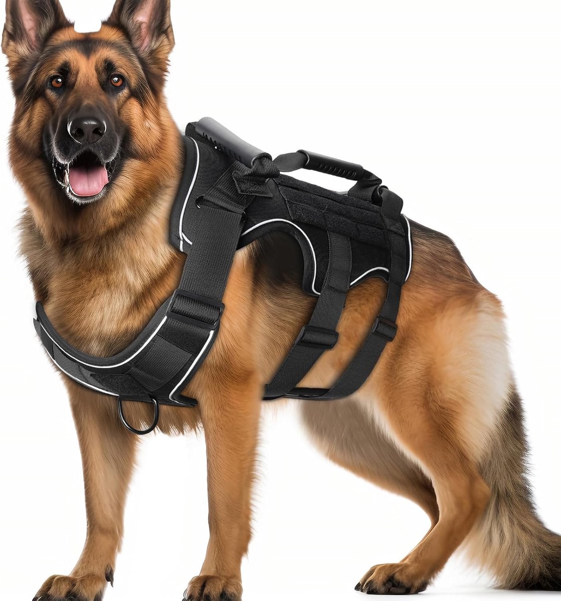 Sweetone Dog Harness Medium H Reflective Breathable Dog Harness with Control Handle for Training Running Black (XL) - ShopVlot