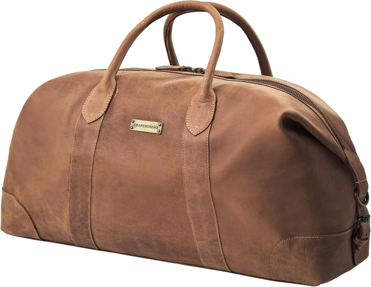DRAKENSBERG lederen weekendtas 'David', reistas voor heren en dames, vintage design, uitbreidbaar, Groß, 60cm, 60 Liter - ShopVlot