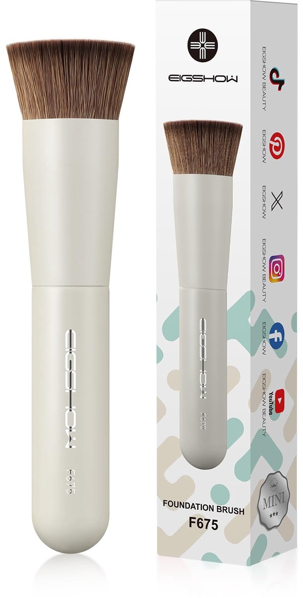 EIGSHOW Reisfoundationkwast, hoogwaardige Kabuki-kwast, zakformaat, voor vloeibare foundation, crème, poeder en - ShopVlot