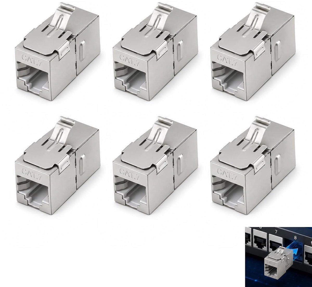 6 stuks Keystone Cat 7 modules, afgeschermde RJ45-stekker, ethernet-netwerkconnectoren voor LAN-kabel, afgeschermde - ShopVlot