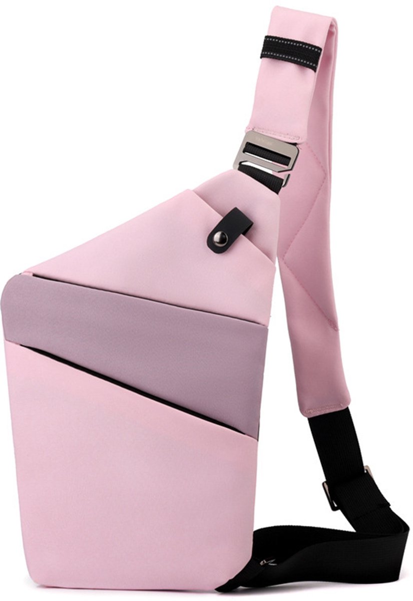 Veilige Schoudertas met Anti-Diefstal Functie - Waterdichte Crossbody Bag-schoudertas met grote capaciteit-Stijlvolle reistassen-Rechter schoudertas-Roze en paars