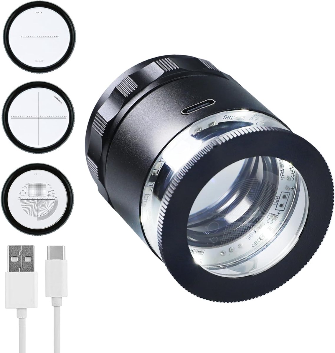 Jewelers Loupe 10X Magnification Magnifier with 6 LED Lights and 3 Glass Scale Lens, Jewelry Loupe Magnifier 25mm - ShopVlot
