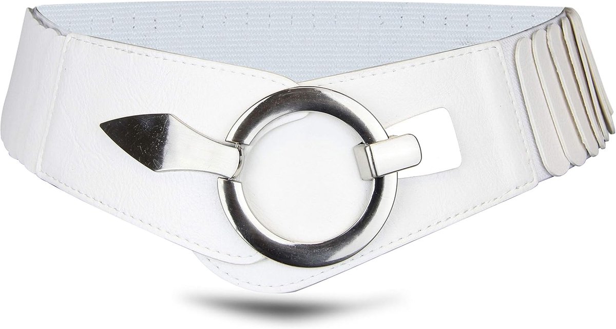 Ladies elastic waist belt, approx. 6 cm wide with silver ring closure, elastic belt - ShopVlot