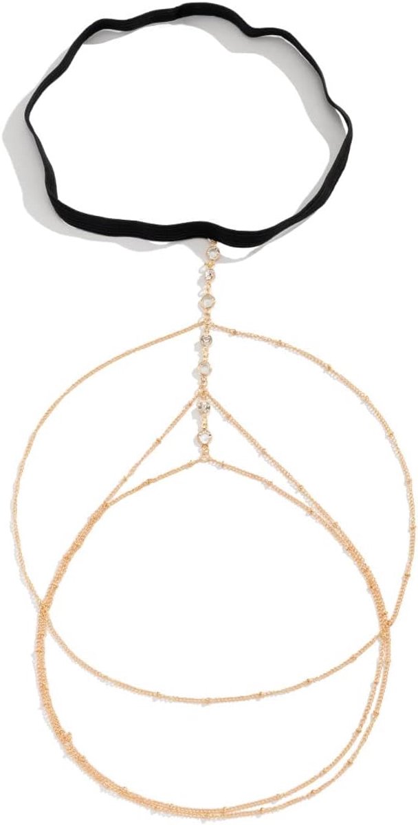 Sexy Layered Crystal Thigh Chain Elastic Fashion Leg Chain Stretch Beach Body Chain Jewelry For Women and Girls, 45cm - ShopVlot
