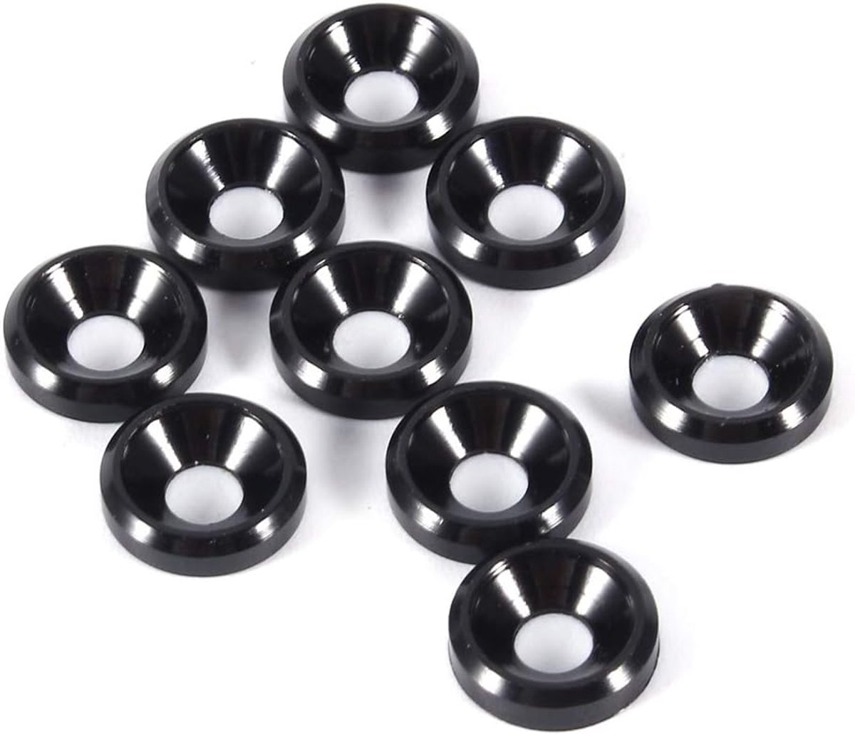 SnelShoppen - 10 stuks M3 Anodized Countersunk Head Ringen Gasket Aluminium Zwart, Hoogwaardige Kwaliteit, Perfect voor Diverse Toepassingen