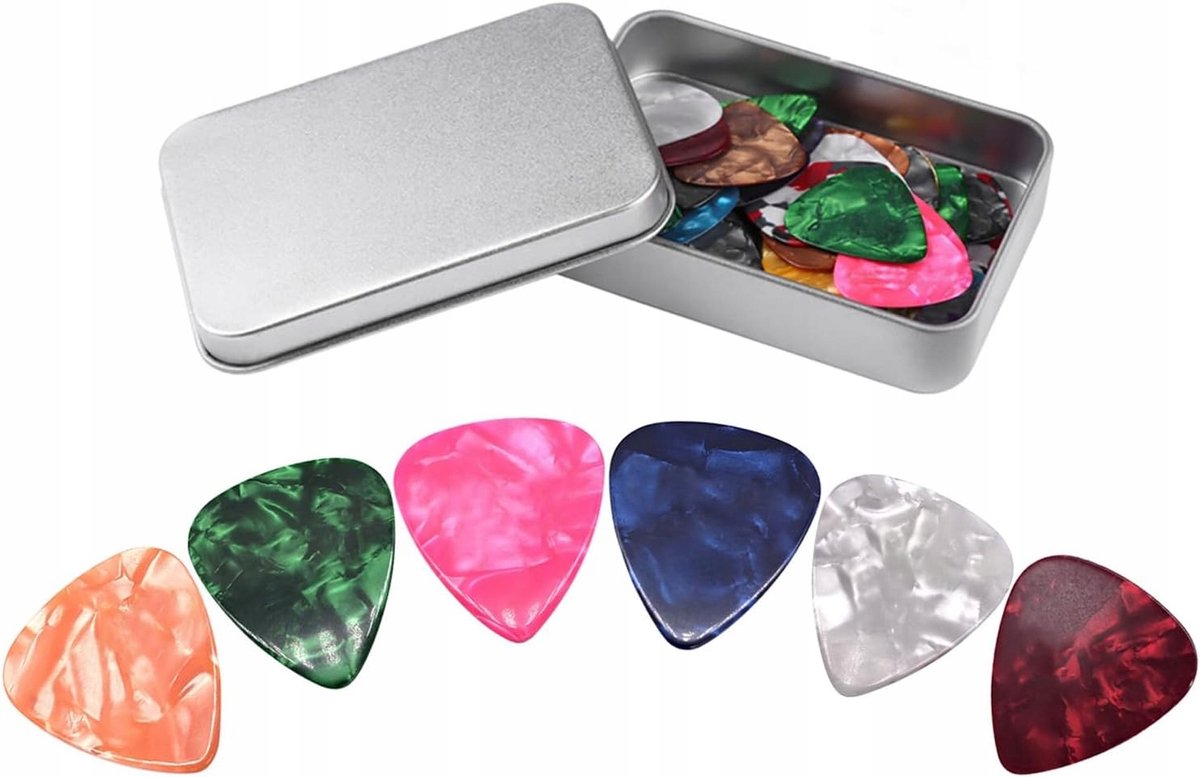 Gitaar Plectrums Set - 32 Stuks in Blik - Verschillende Diktes