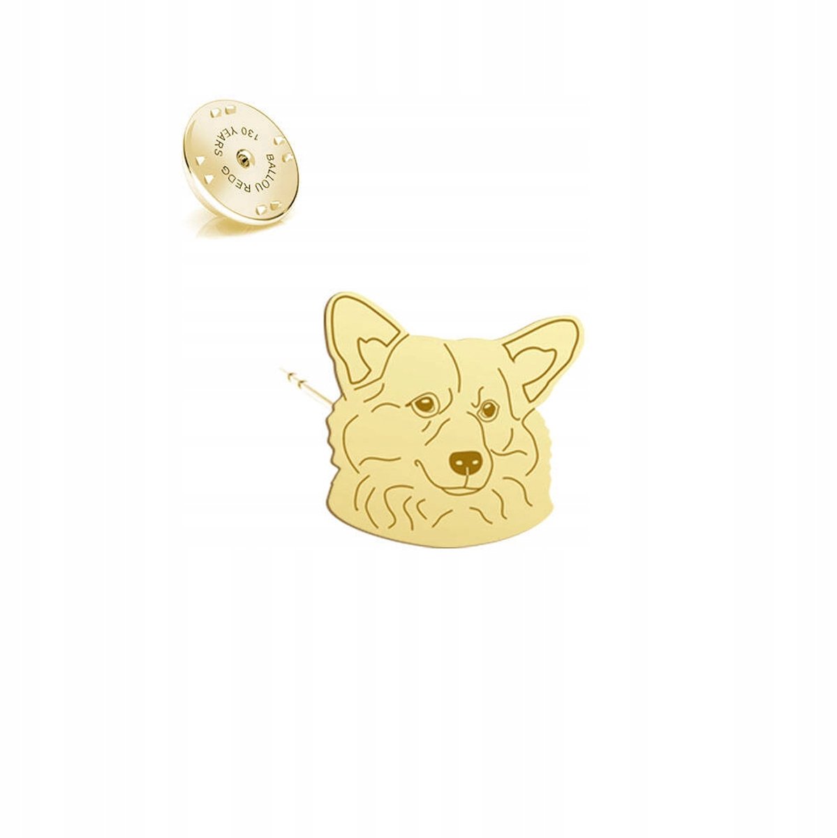 Gouden Welsh Corgi Pembroke Brosch - 925 Zilver, 24k Goud