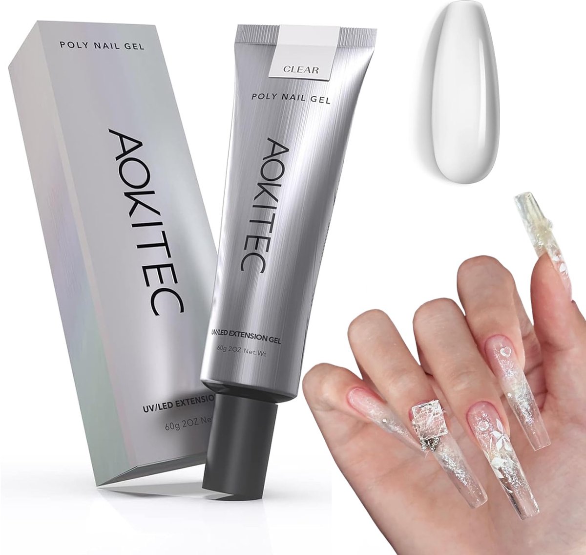 Poly-nagelgel 60 g - acrylgel voor nagelverlenging - doe-het-zelf nail art - eenvoudig zelf nagels maken - ShopVlot