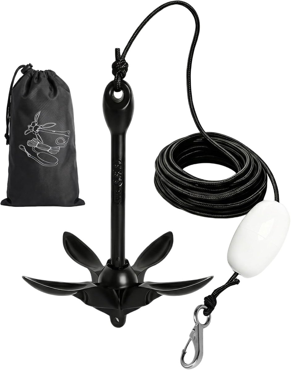 Folding anchor for kayak boat, folding anchor with anchor line, carabiner buoy, boat anchor set with storage bag - ShopVlot