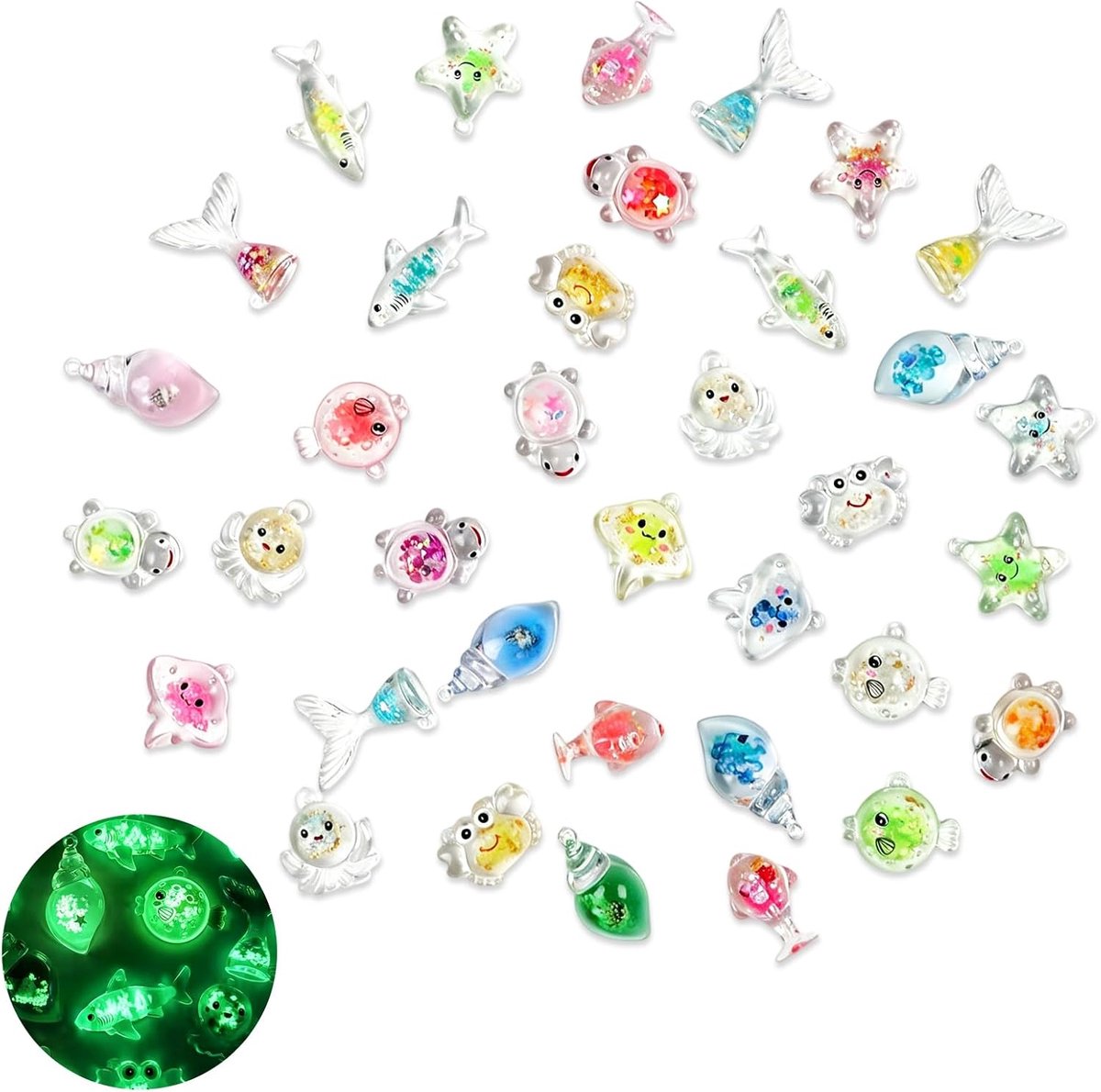 36 stuks miniatuur zeedieren, mini hars dierenfiguren oceaan - ShopVlot
