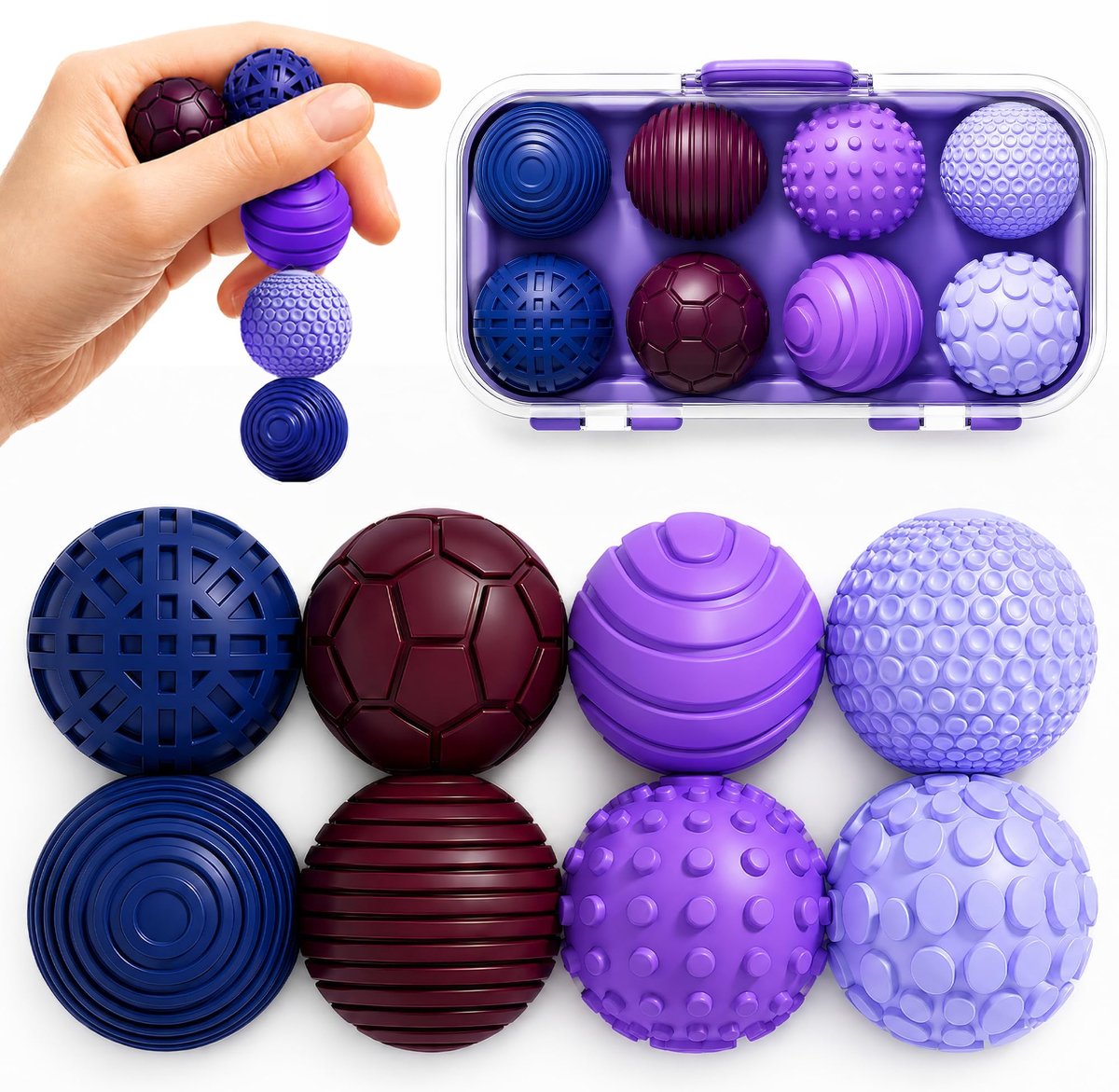 Magnetische anti-stress-ballen voor volwassenen, set van 8, diameter 2,5 cm - ShopVlot