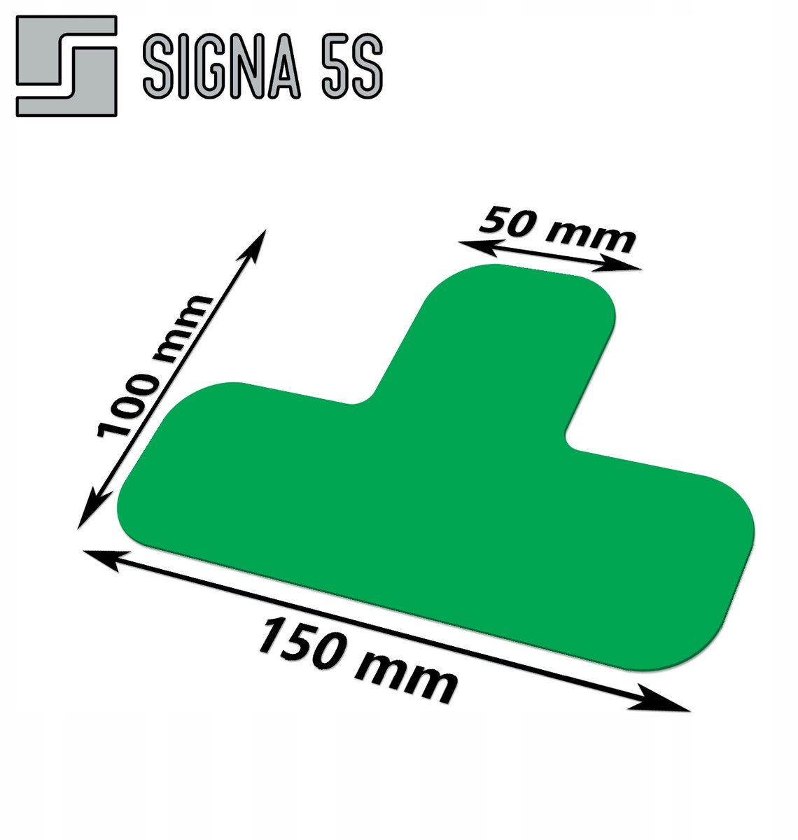 SIGNA 5S Vloermarkering T-vorm 150x100mm Groen - Lean & 5S