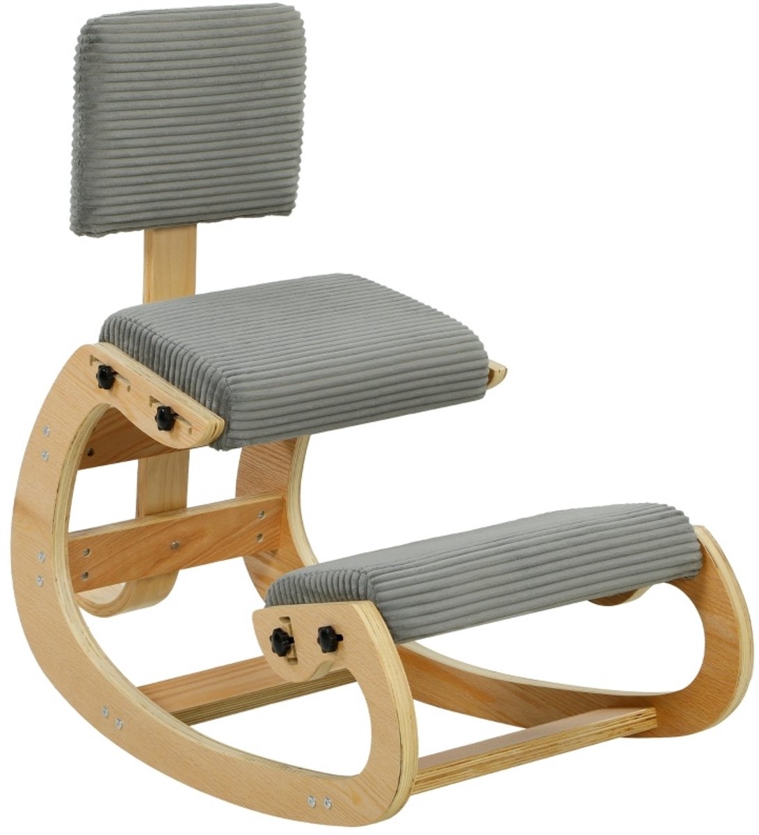 Ergonomische Kniestoel Met Rugleuning 98 X 54 X 86 Cm Voor Thuis Kantoor En Meditatie Ribstof Donkergrijs