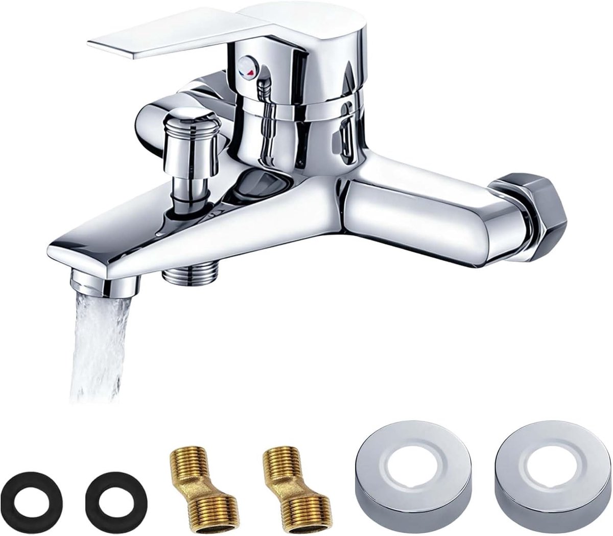 Bath faucet for wall mounting, with accessories, mixer tap bathtub with, tap bathtub set, single lever mixer for wall - ShopVlot