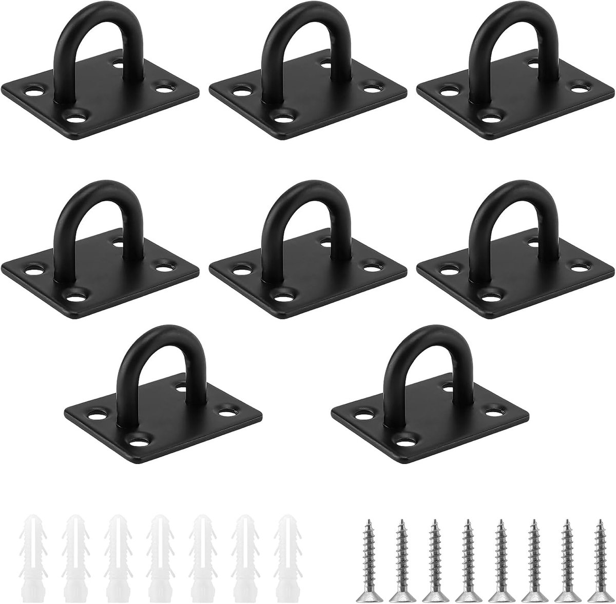 FUNSUEI 8 Pcs Stainless Steel Eye Plates with 4 Holes Eye Plate Hooks Stainless Steel Eye Plate Wall Mount Ceiling - ShopVlot