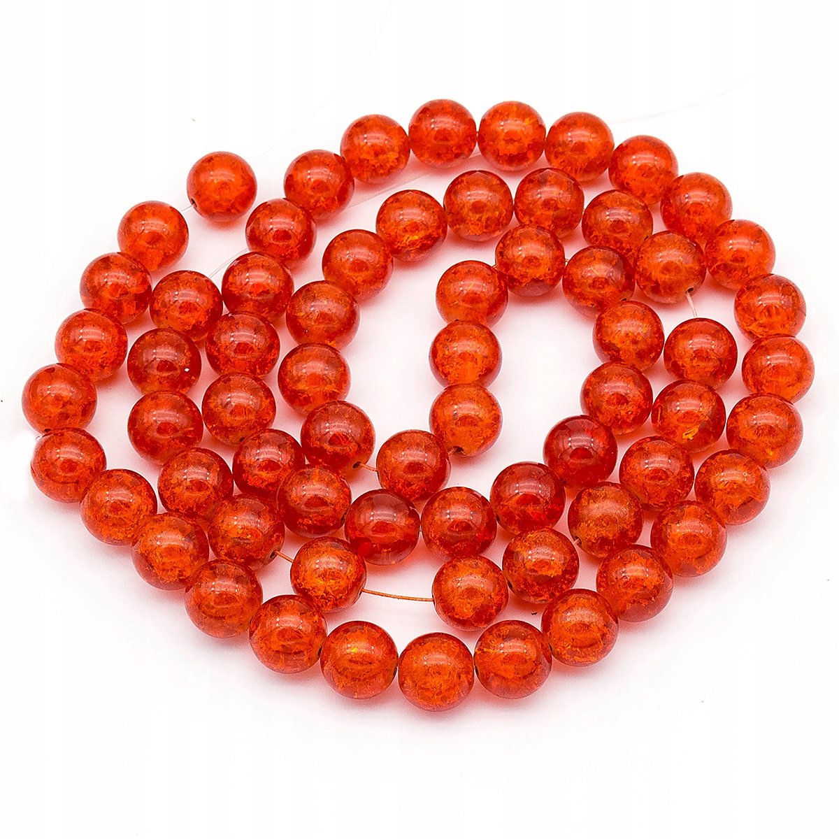 Glazen Krakel Kralen - Oranje, Rond, 12mm, 67 stuks