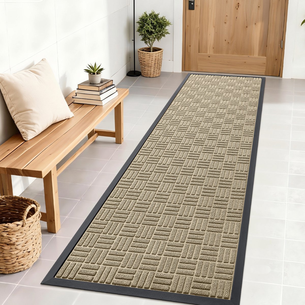 Olanly Deurmat - Antislip Deurmat - schoonloopmat - Buitenmat - 58x180cm - Beige