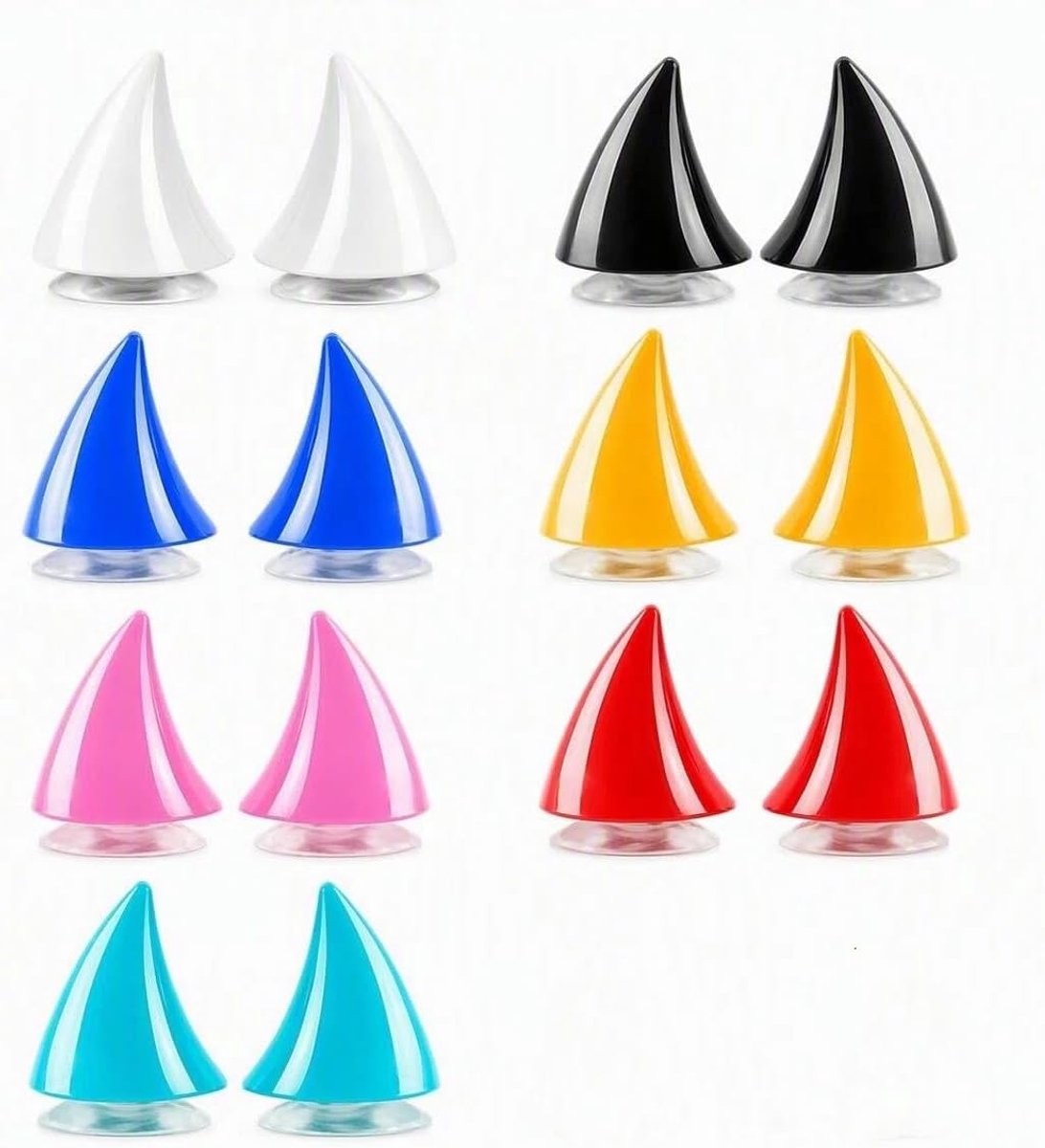 14 stuks motorhelmhoorns, met zuignap, meerdere kleuren - ShopVlot