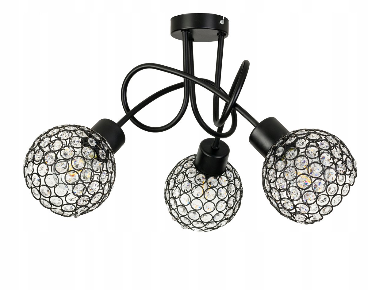 Hanglamp Loft met 3 glazen kappen - Zwart - E27