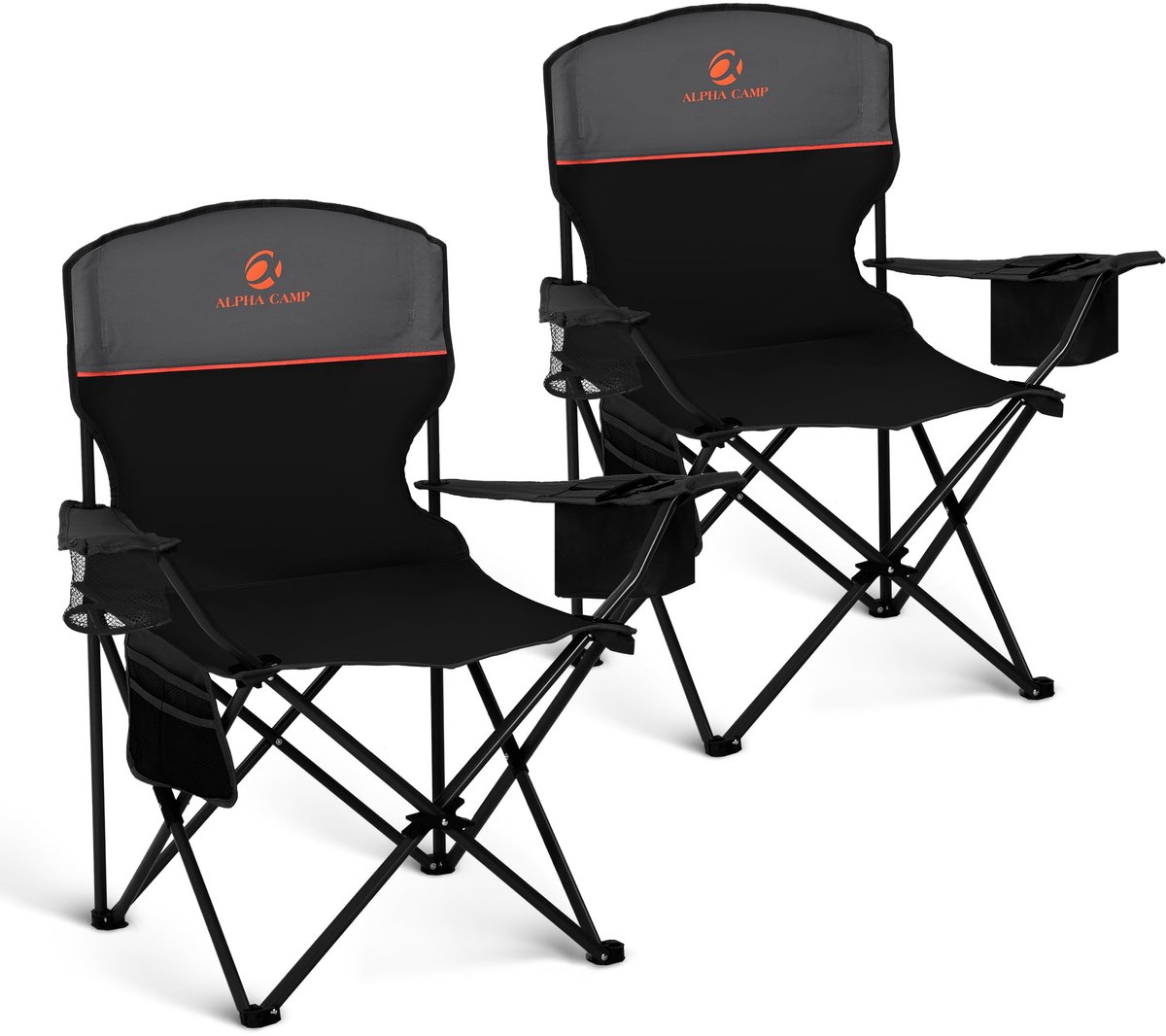 LET'S CAMP Campingstoelen 2 stuks, set van 2 klapstoelen, lichtgewicht picknickstoel met 3-blikjes koeltas - ShopVlot