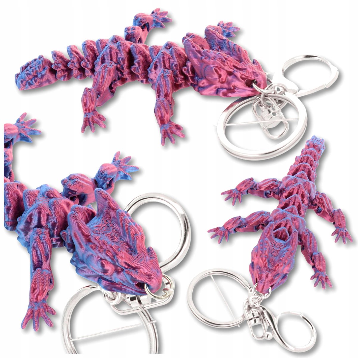 Merkloos 3D Draak Sleutelhanger Flexibel - Kleurrijk & Decoratief