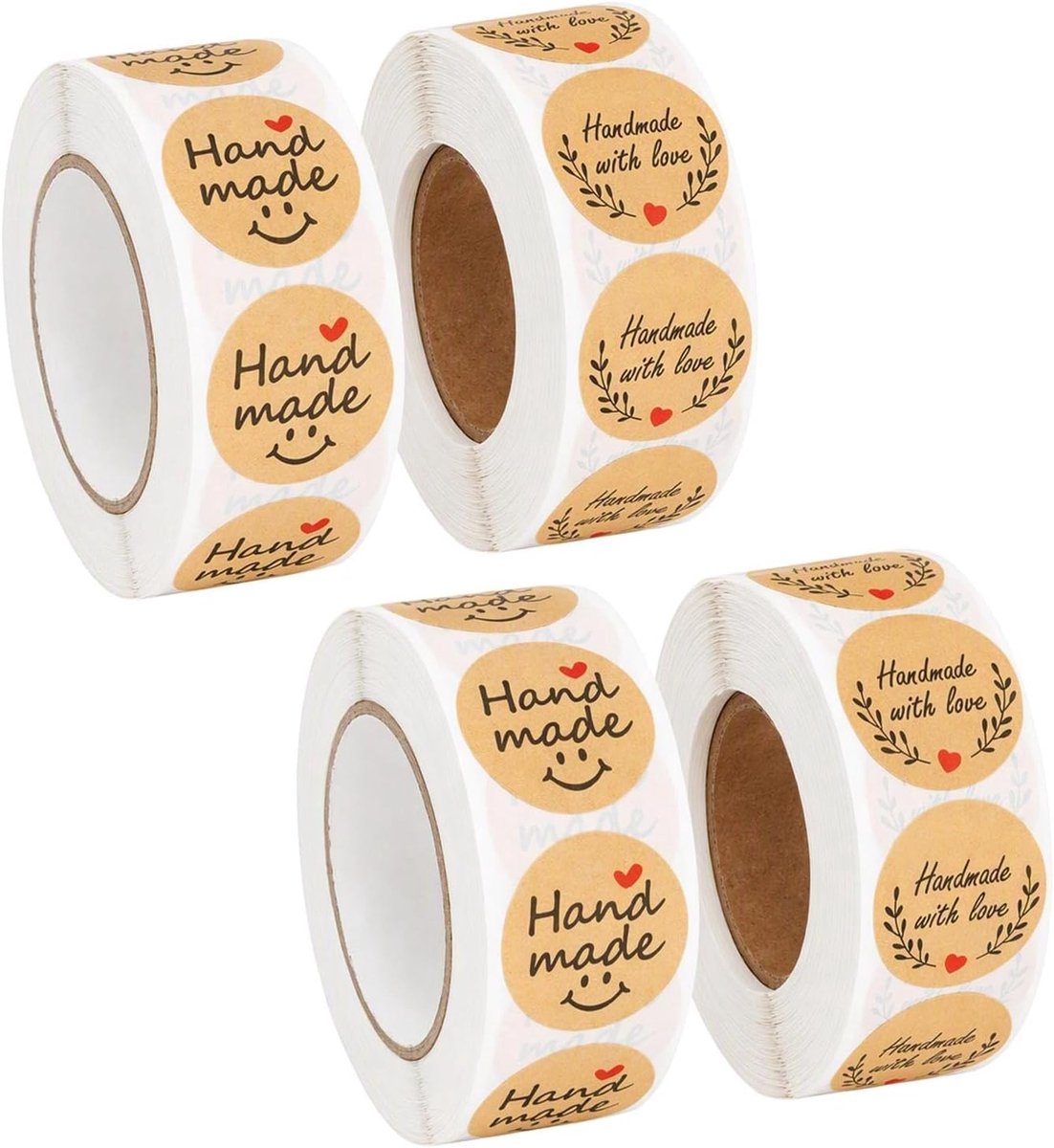 Kraft cadeaulabels 2000 stuks - ronde zelfklevende stickers 2,5 cm - voor handgemaakte cadeau's - ShopVlot