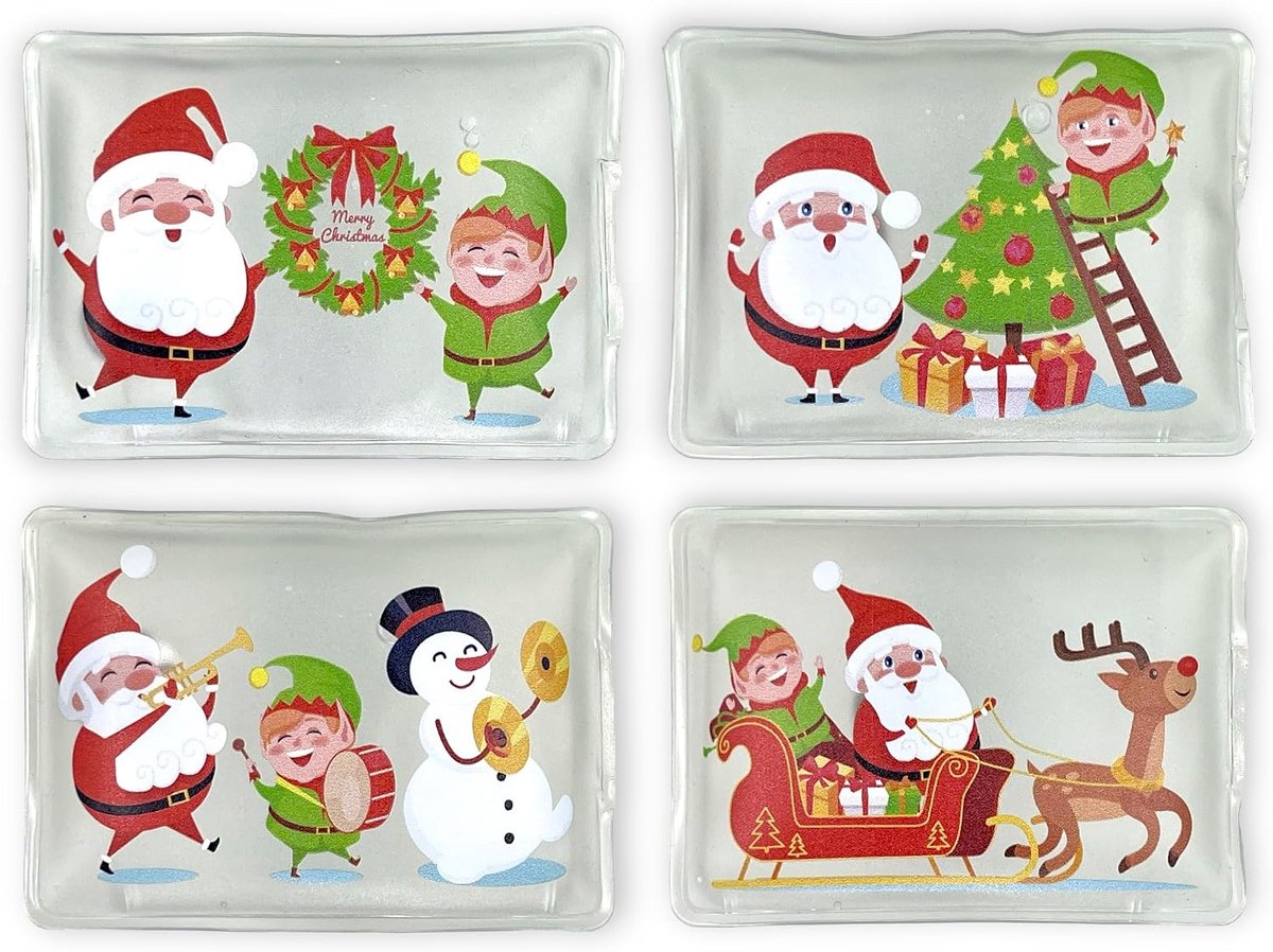 Handwarmers - Herbruikbaar - Set van 4 met Santa Claus en Elf - Directe warmte voor koude dagen - ShopVlot