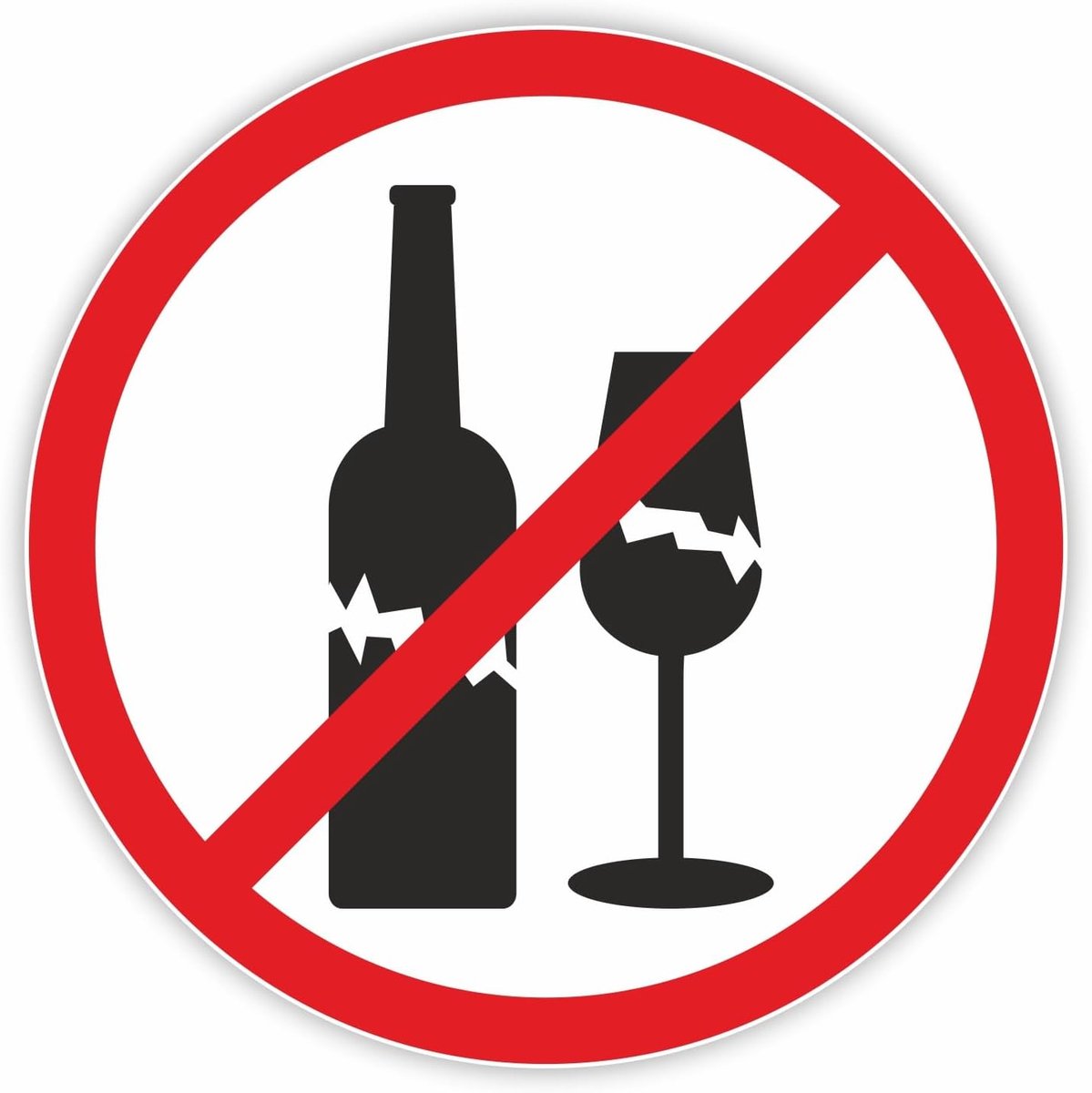 Glas verbod stickers 20 cm - zelfklevend - UV-bestendig - ideaal voor glazen containers - ShopVlot