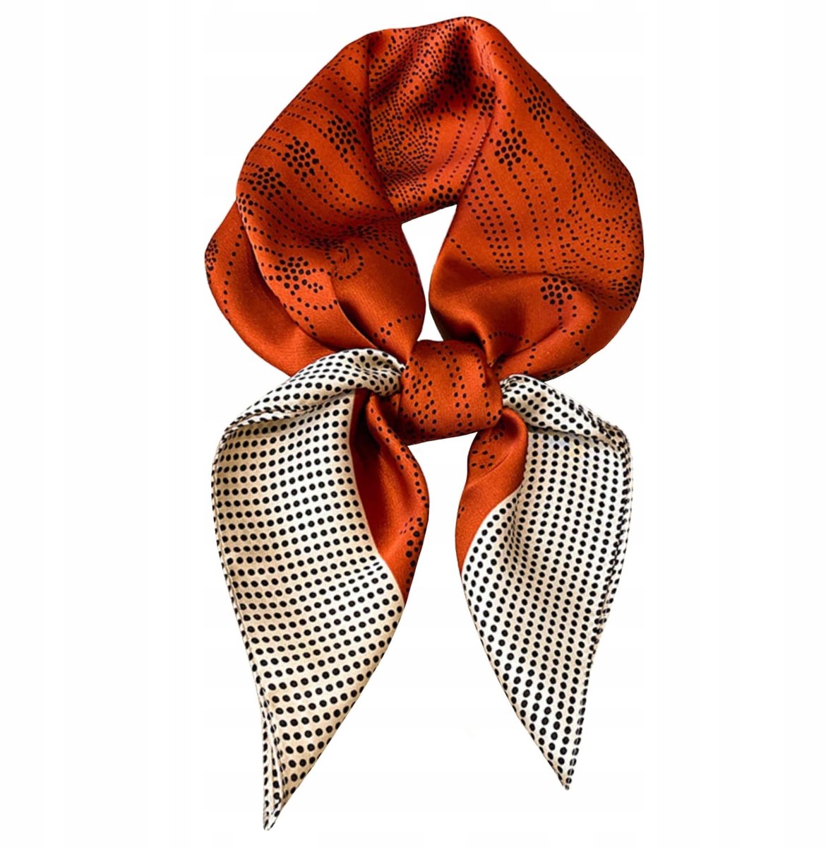 Kamea Zijden Foulard 70x70cm - Koperkleurig Geometrisch Patroon