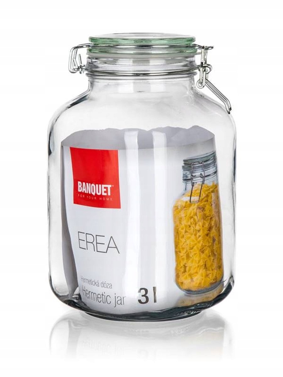 4x Glazen Pot met Klem, Hermetisch, 3L - Ideaal voor Conserveren