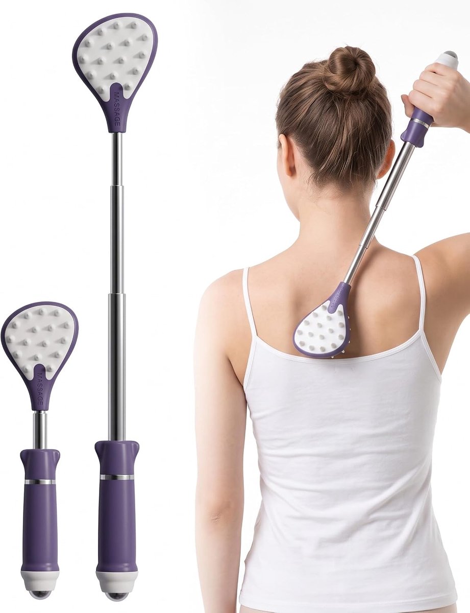 Rugkrabber telescopisch - paars - ergonomische handgreep - verlichting van jeuk - ShopVlot