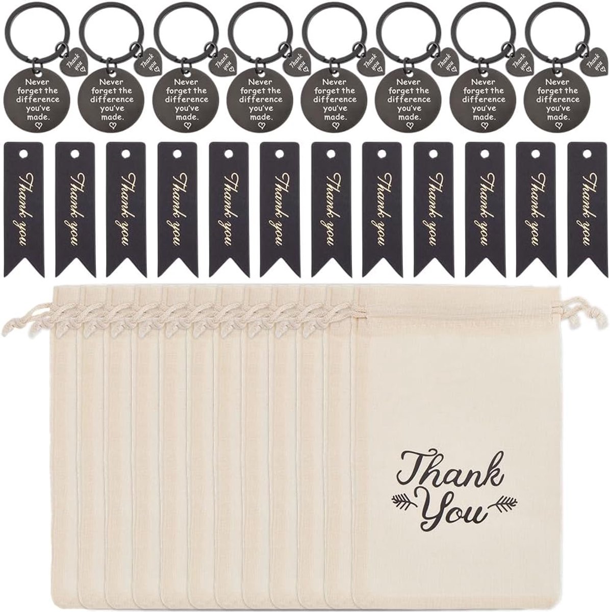 Bedanksleutelhangers set 36 stuks - cadeauzakjes en etiketten - bedankjes voor collega's - perfect voor medewerkers - ShopVlot