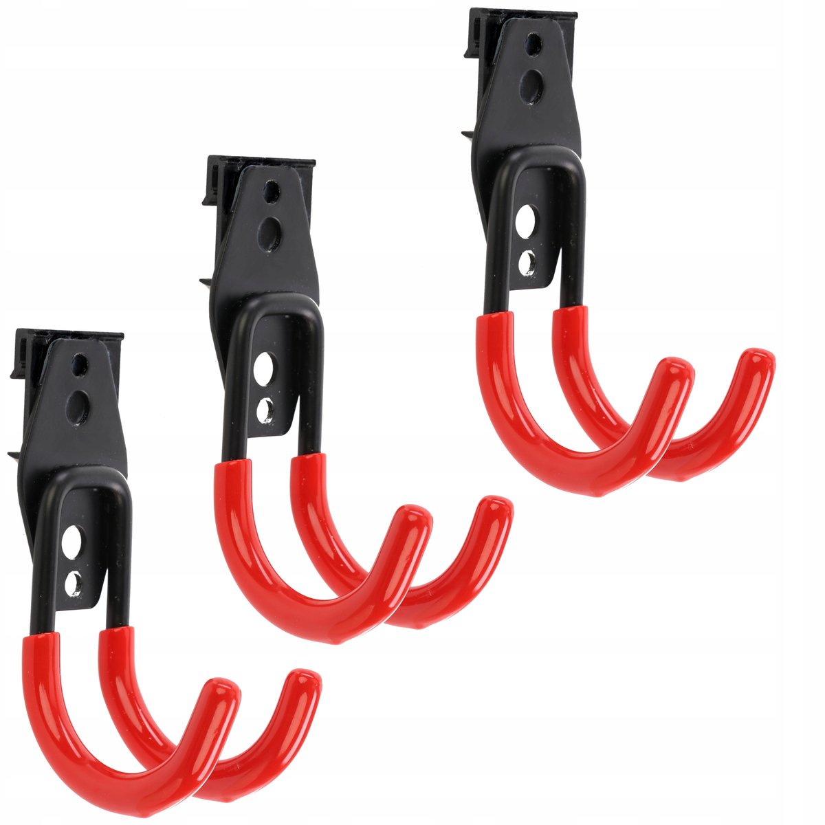 3x Ronde Gereedschapshaken 7cm - 40kg Draagkracht - Zwart/Rood
