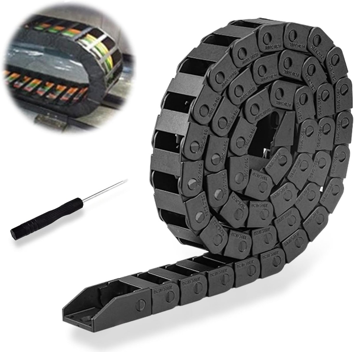 Treinketting 15 x 30 mm - nylon - lengte 1 m - ideaal voor 3D-printer en CNC-router - ShopVlot
