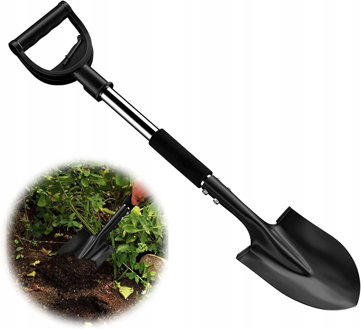 Stevige Tuinschep Staal 78cm Zwart Lichtgewicht Krachtige D-greep
