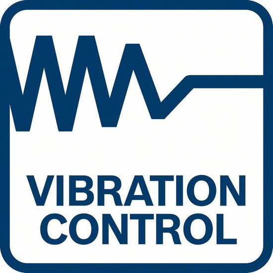 Blauw logo met een grafiek die trillingen weergeeft, met "VIBRATION CONTROL" in blauwe letters.