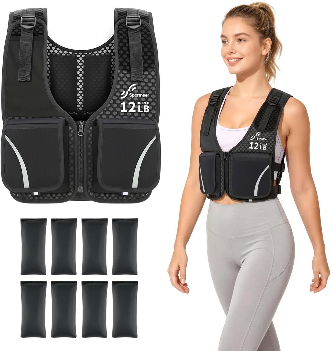 Verstelbaar Gewichtsvest - Zwart - 0,9-5,4 kg - Voor Sport en Training