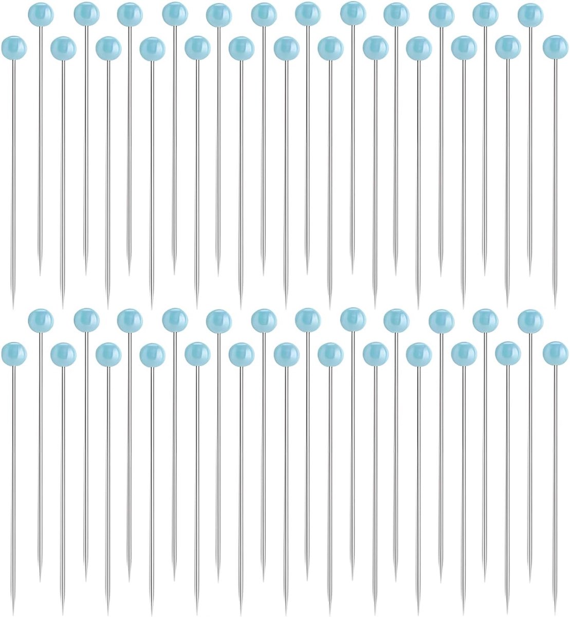 250 stuks 43 mm rechte naaipenden, niet gemakkelijk te buigen glazen koppennen, naaispelden blauwe roestvrijstalen - ShopVlot