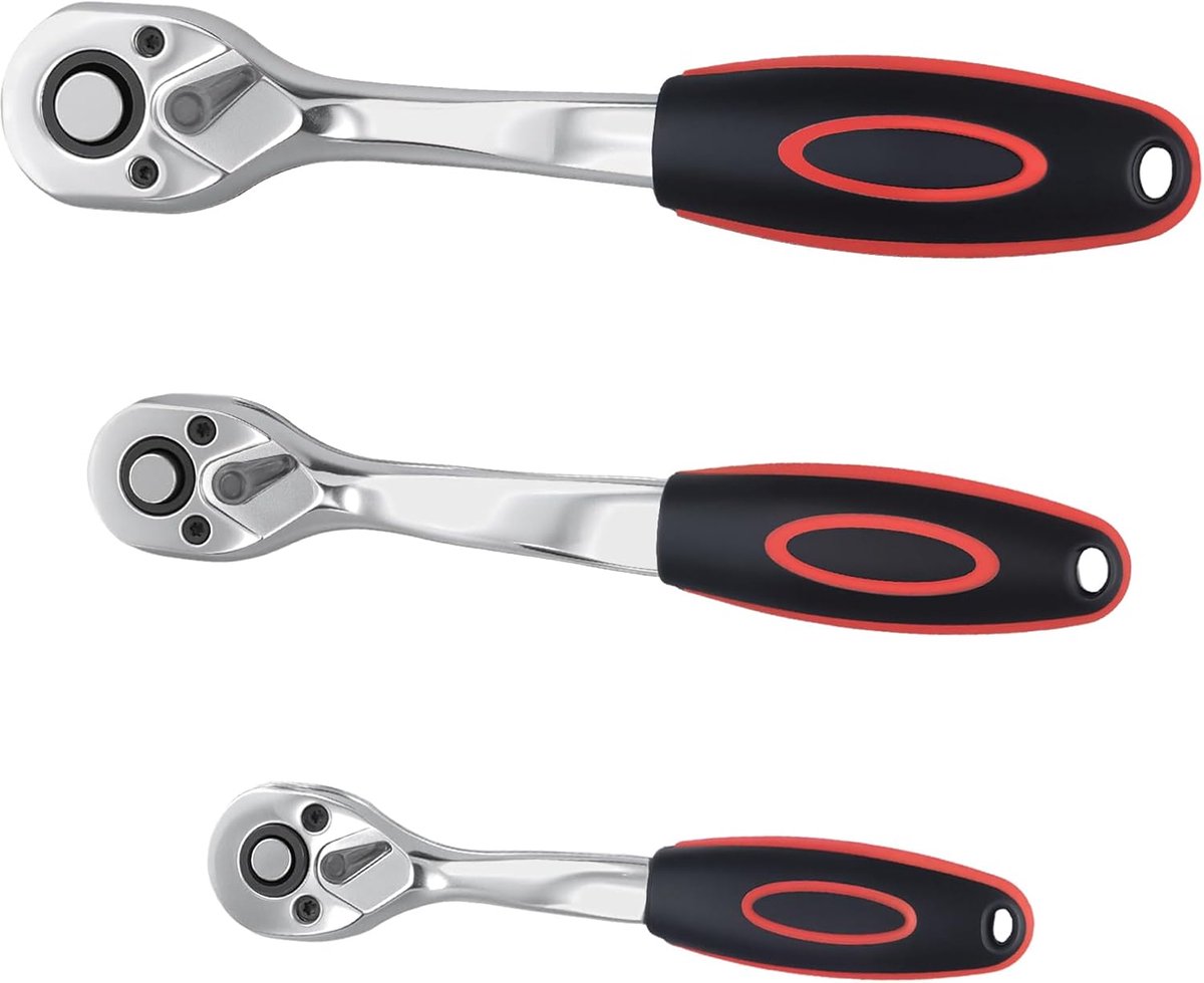 3pcs 1/4 inch, 3/8 inch, 1/2 inch changeover ratchet, 72 tooth ratchet wrench made of 45 CrV steel, torque wrench for - ShopVlot