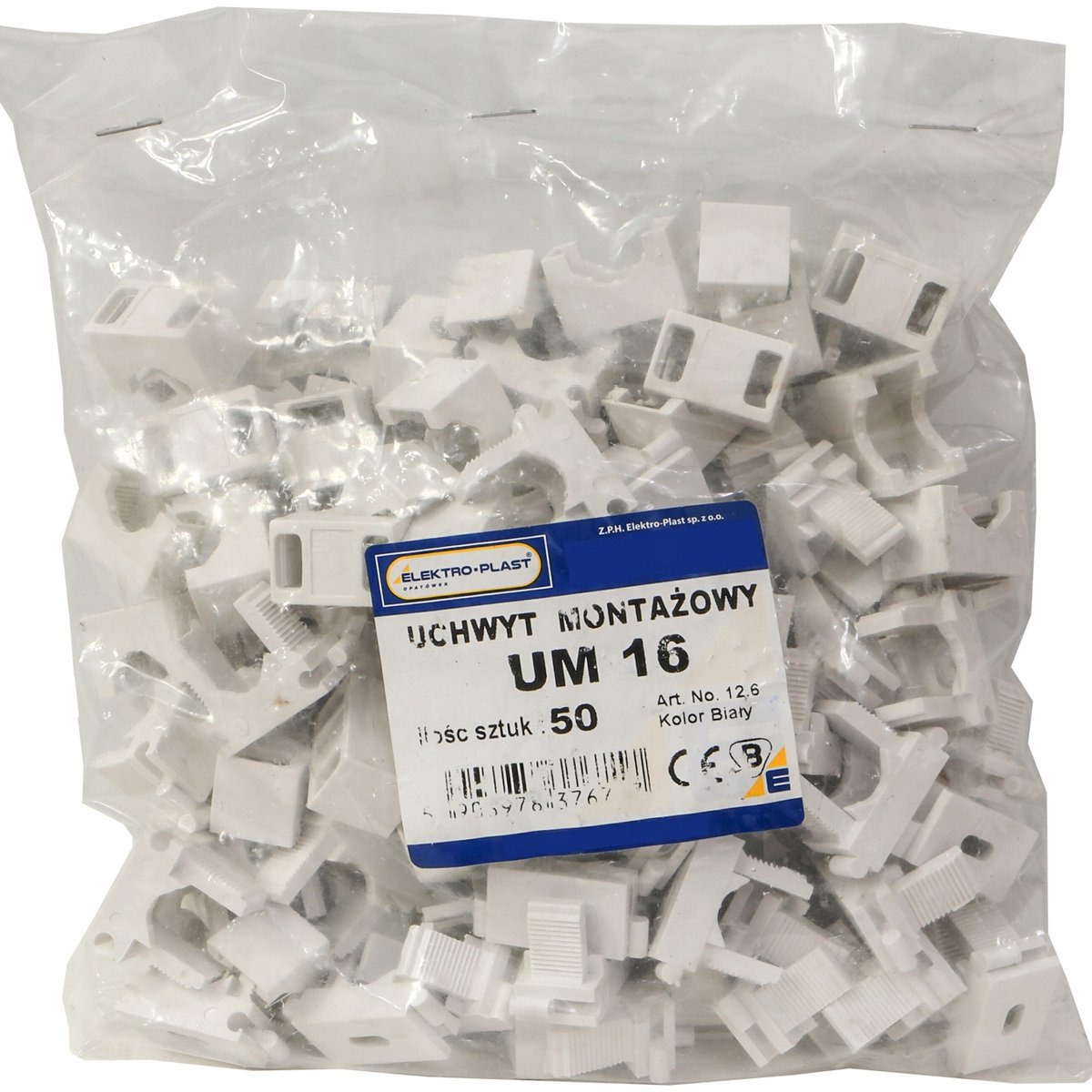 50x Kabelklem UM-16 12.6 - Kunststof - Wit