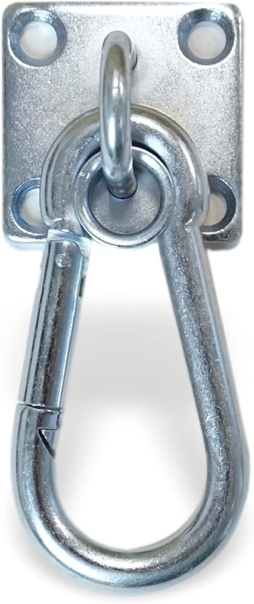 Anbindering Anbindering Horse with Carabiner for Screwing Eye Plate Stainless Steel Solid with 4 x Screws + 4 x Plugs - ShopVlot
