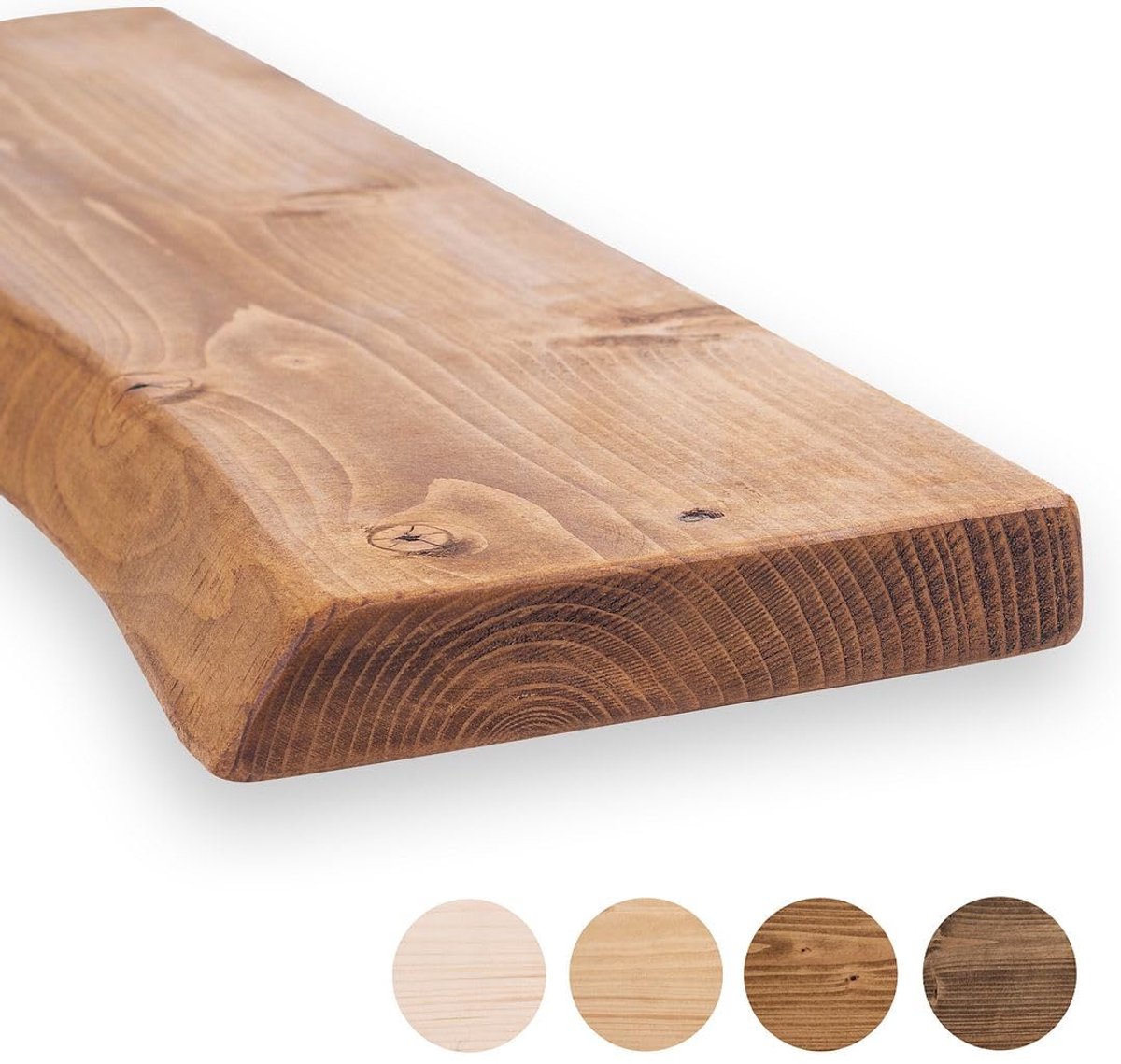 Famanu Rustiek wandrek met levendige rand, 60 cm x 22 cm x 3,8 cm, donkere eikenlook, ideaal voor decoratie en opslag Zwart