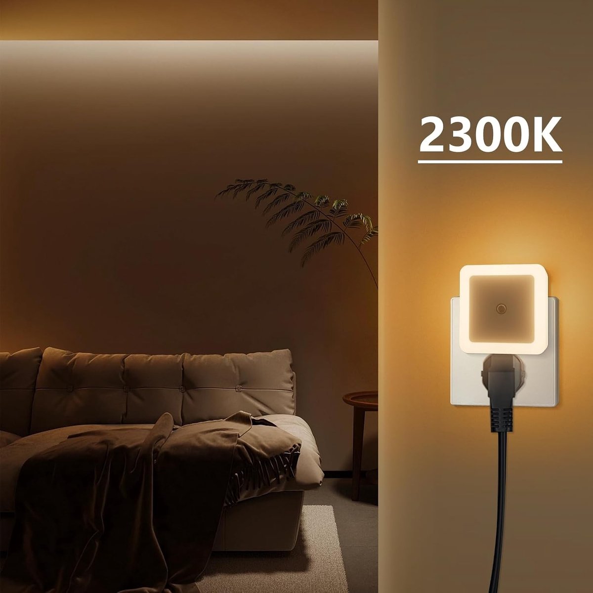 Stekkerlampje - Amber - ABS Vuurvast Materiaal - Plug-in Nachtlampje met Schemeringssensor voor Veiligheid in Huis